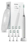 Aquasonic Vibe Series Charcoal Gray Ultrasonic Whitening Toothbrush With 8 Dupont Brush Heads & Trav In Optic White