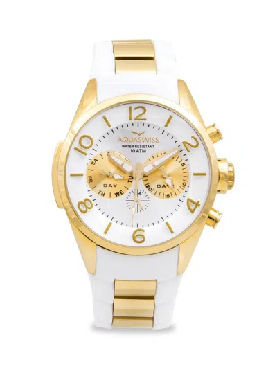 Aquaswiss Men's 43mm Stainless Steel & Silicone Chronograph Watch In White