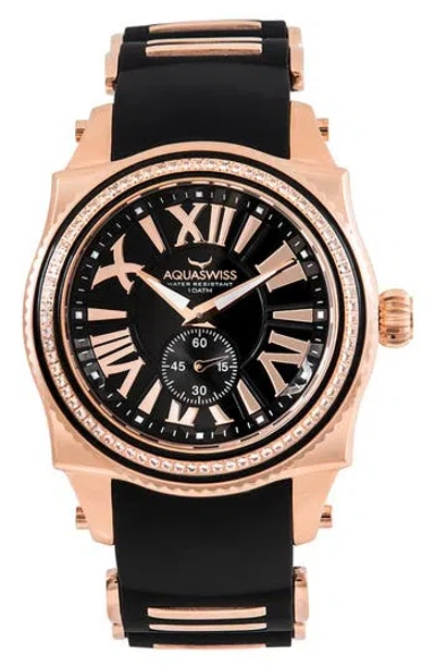 Aquaswiss Swissport A Leather Strap Watch, 43mm X 53 Mm In Black