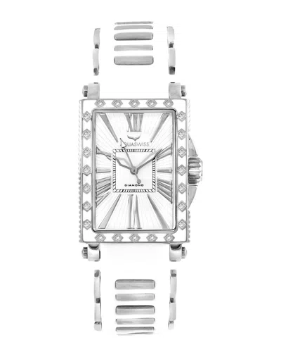 Aquaswiss Grace Silicone Strap Diamond Watch, 58mm In White