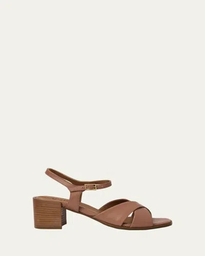 Aquatalia 55mm Domenica Leather Block-heel Sandals In Orange