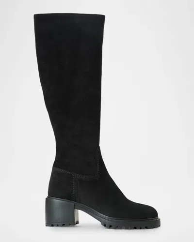 Aquatalia 65mm Delilah Suede Knee-high Boots In Black