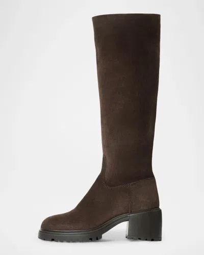 Aquatalia 65mm Delilah Suede Knee-high Boots In Brown