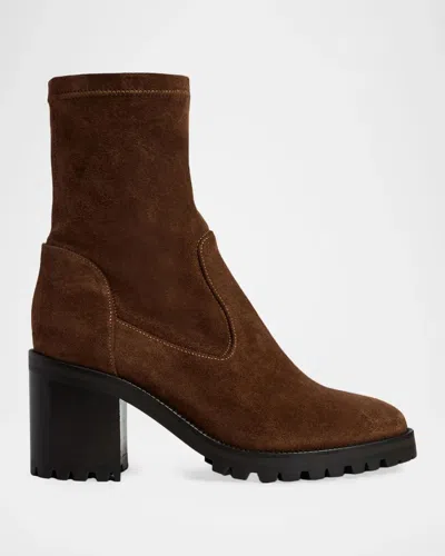 Aquatalia 75mm Joplin Waterproof Suede Ankle Boots In Brown