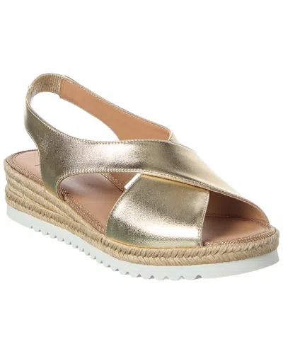 Aquatalia Adelina Weatherproof Slingback Espadrille Platform Wedge Sandal In Gold