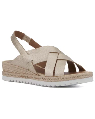 Aquatalia Amaya Water Repellent Slingback Espadrille Wedge Sandal In Platino
