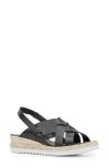Aquatalia Amaya Water Repellent Slingback Espadrille Wedge Sandal In Black