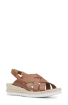 Aquatalia Amaya Water Repellent Slingback Espadrille Wedge Sandal In Medium Brown