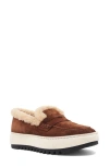 Aquatalia Ameila Genuine Shearling Lined Penny Loafer In Brown