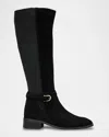 Aquatalia Claudette Suede Knee-high Boots In Black
