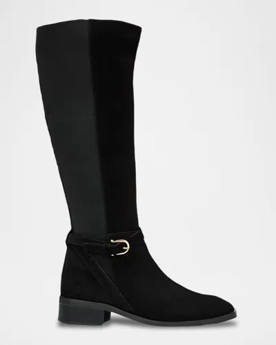 Aquatalia Claudette Suede Knee-high Boots In Black