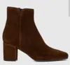 Aquatalia Dalia Suede High Block Heel In Chestnut Brown In Brown