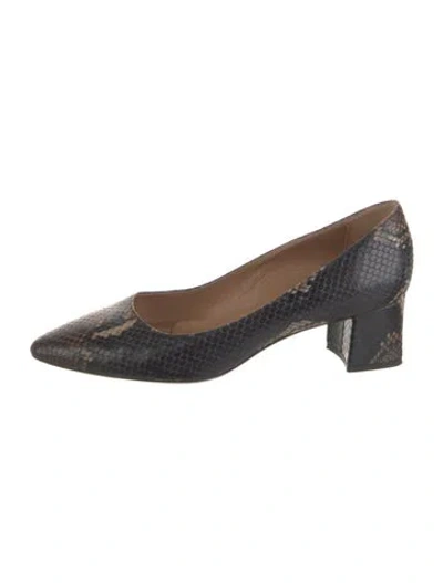 Pre-owned Aquatalia Embossed Leather Animal Print Pumps
