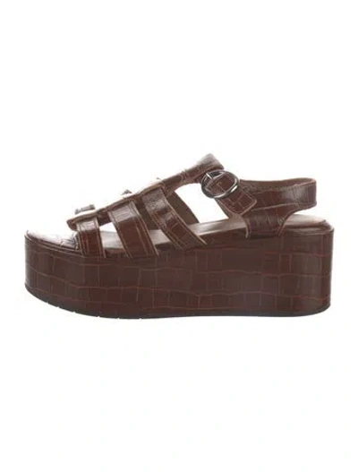 Pre-owned Aquatalia Embossed Leather Gladiator Sandals In Brown