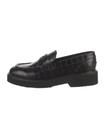 Pre-owned Aquatalia Embossed Leather Loafers In Black