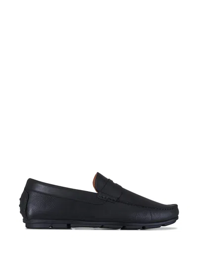 Aquatalia Enzo Grained-leather Loafers In Black