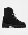Aquatalia Eva Faux Shearling-lined Suede Hiker Booties In Black
