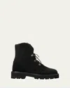Aquatalia Eva Faux Shearling-lined Suede Hiker Booties In Black