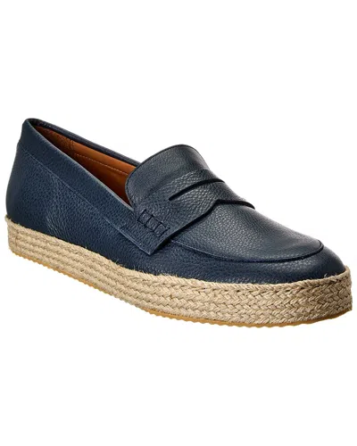 Aquatalia Fabrizio Weatherproof Leather Espadrille In Blue