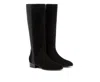 Aquatalia Flore Suede Leather Knee High Stretch Riding Boots In Black In Black