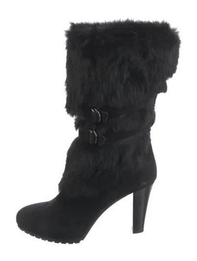 Pre-owned Aquatalia Fur Boots In Black