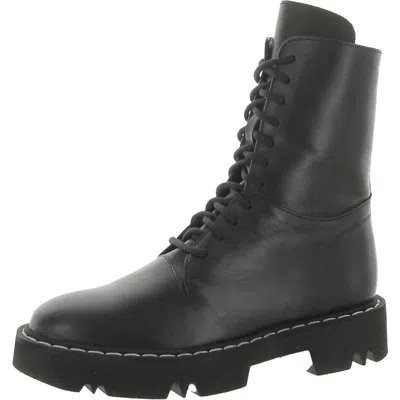 Aquatalia Hana Calf Womens Leather Lace Up Combat & Lace-up Boots In Black