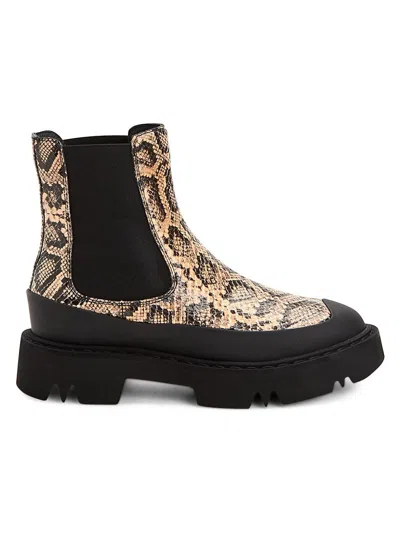 Aquatalia Holly Chelsea Boots Womens Caramel Black Snake Leather Jobb1154 In Brown