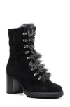 Aquatalia Irvina Hiker Boot With Genuine Shearling Trim In Black