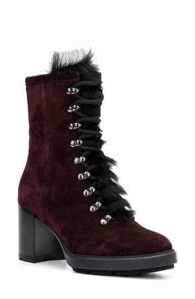Aquatalia Irvina Hiker Boot With Genuine Shearling Trim In Burgundy