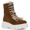 Aquatalia Ivanya Suede & Genuine Shearling Lug Boot In Brown