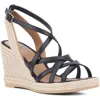 Aquatalia Jenni Water Repellent Ankle Strap Espadrille Platform Wedge Sandal In Black