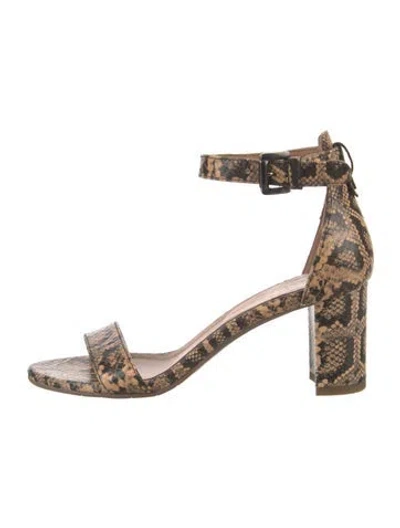 Pre-owned Aquatalia Leather Animal Print Sandals In Neutral