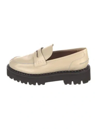 Pre-owned Aquatalia Leather Braided Accents Loafers In Neutral