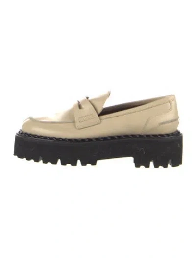 Pre-owned Aquatalia Leather Braided Accents Loafers In Neutral