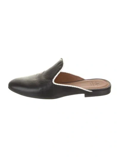 Pre-owned Aquatalia Leather Braided Accents Mules In Black