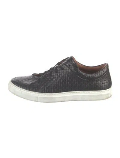 Pre-owned Aquatalia Leather Braided Accents Sneakers In Black