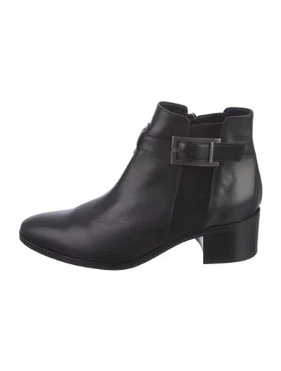 Pre-owned Aquatalia Leather Chelsea Boots In Black