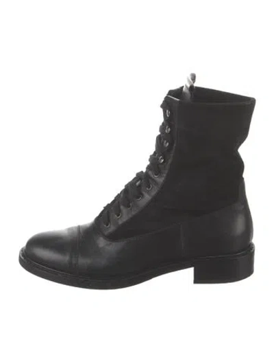 Pre-owned Aquatalia Leather Combat Boots In Black