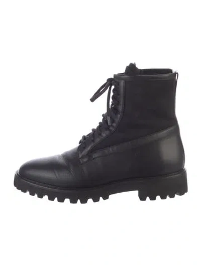 Pre-owned Aquatalia Leather Combat Boots In Black
