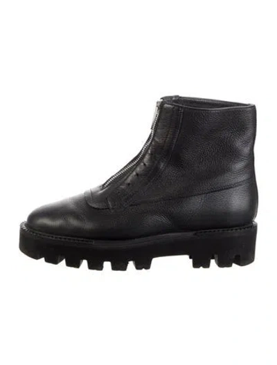 Pre-owned Aquatalia Leather Combat Boots In Black