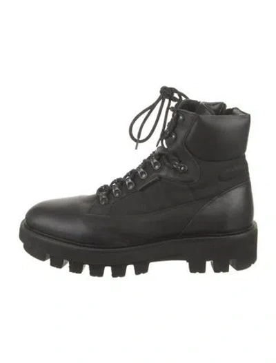 Pre-owned Aquatalia Leather Combat Boots In Black