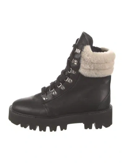 Pre-owned Aquatalia Leather Combat Boots In Black