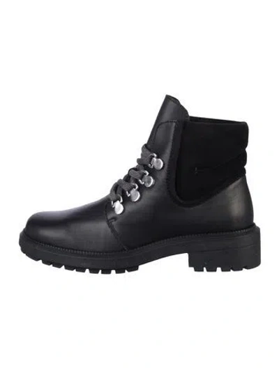 Pre-owned Aquatalia Leather Combat Boots W/ Tags In Black