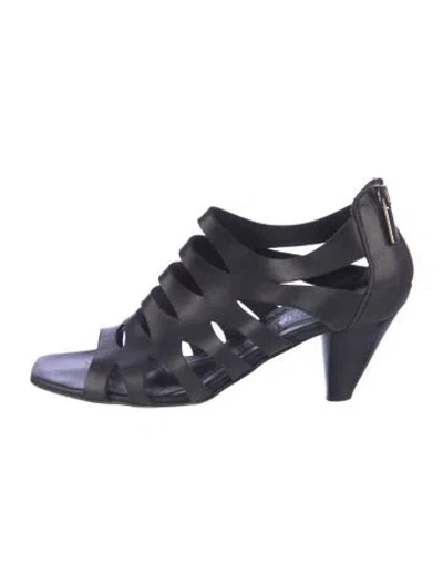 Pre-owned Aquatalia Leather Cutout Accent Gladiator Sandals In Blue