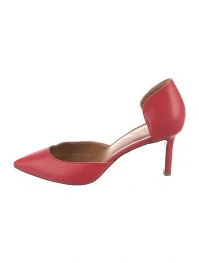 Pre-owned Aquatalia Leather D'orsay Pumps In Red