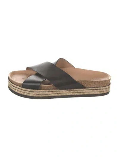 Pre-owned Aquatalia Leather Espadrilles In Black