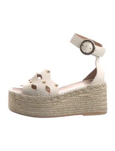 Pre-owned Aquatalia Leather Espadrilles In White