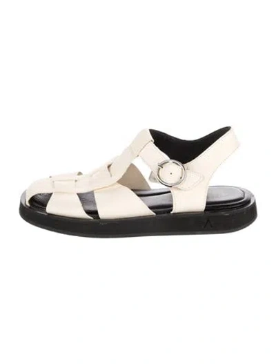 Pre-owned Aquatalia Leather Flats In Neutrals