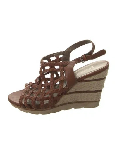 Pre-owned Aquatalia Leather Gladiator Sandals In Brown