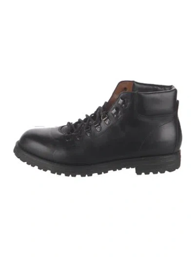 Pre-owned Aquatalia Leather Hiking Boots In Black